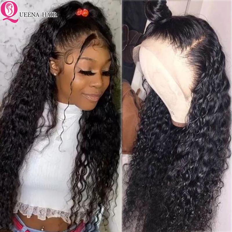 

30inch Water Wave Lace Front Human Hair Wig 4×4 Lace Closure Wet and Wavy Brazilian Wig Waterwave Front 180 Density, As pic
