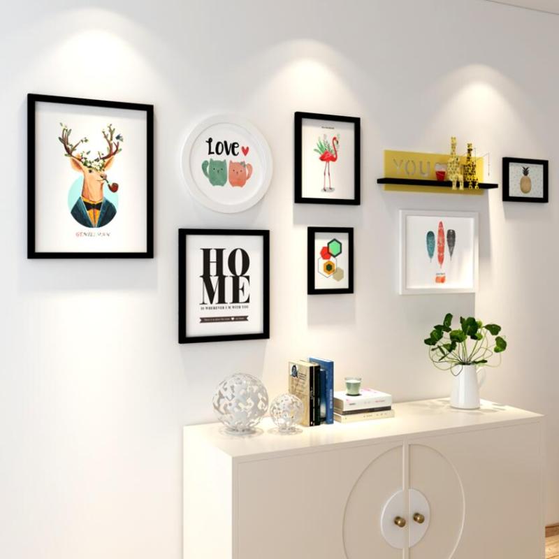 

Living room photo frame wood picture frames mounted Nordic minimalism restaurant frame creative wall bedroom decoration