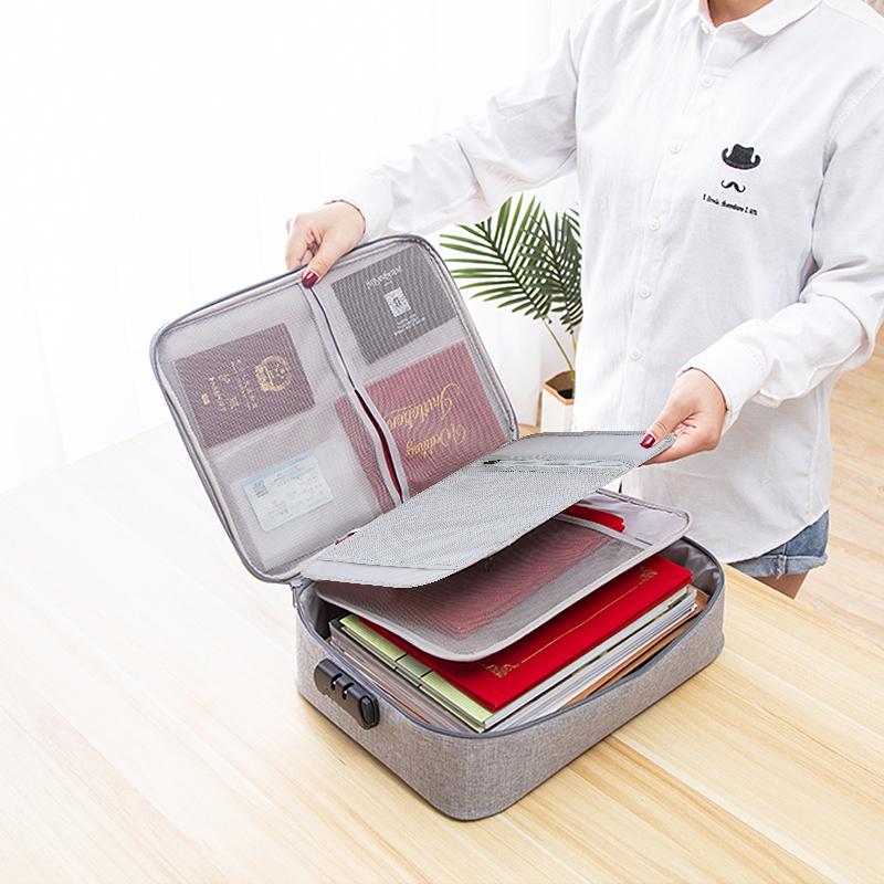

Cation Document Storage Bag Business Double Layer Waterproof Office File Certificate Passport Card Organizer Lock Pouch Supplies