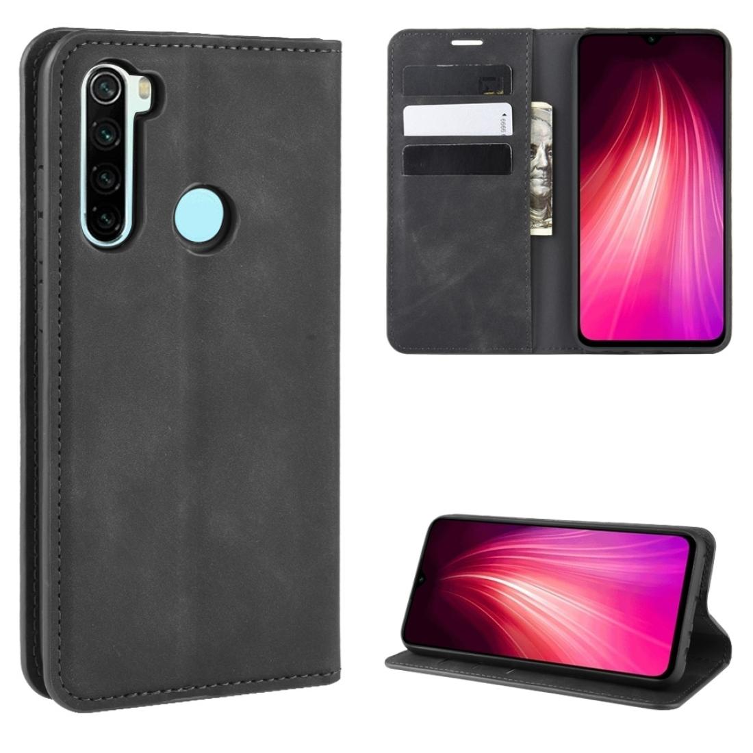 

For Xiaomi Redmi Note 8 Retro-skin Business Magnetic Suction Leather Case with Holder Card Slots Wallet