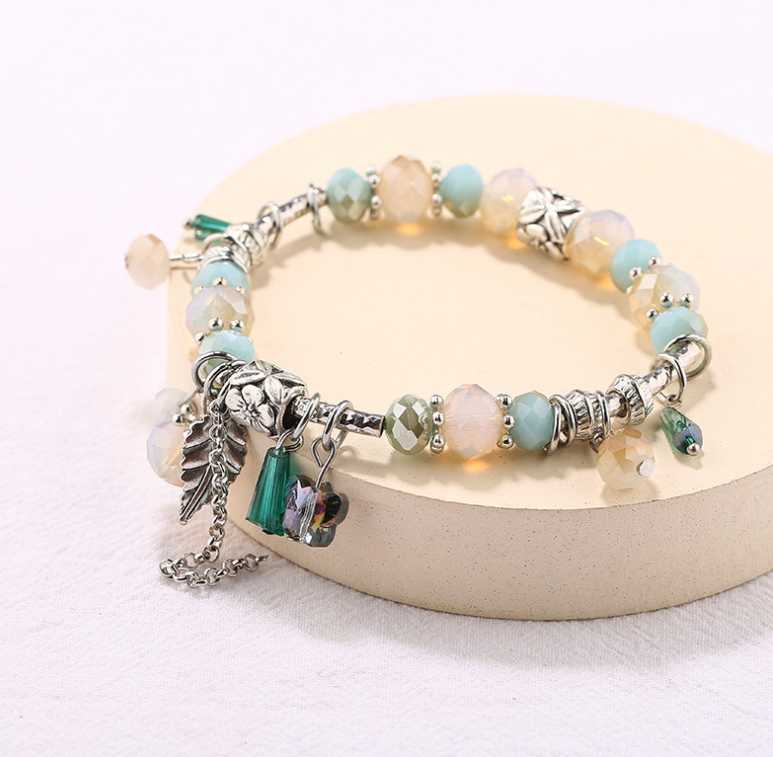 

Handcraft Boutique Fashion Multilayer Crystal Stone Beads Strand Bracelets Tassel Bangles Pulseras Boho Mujer