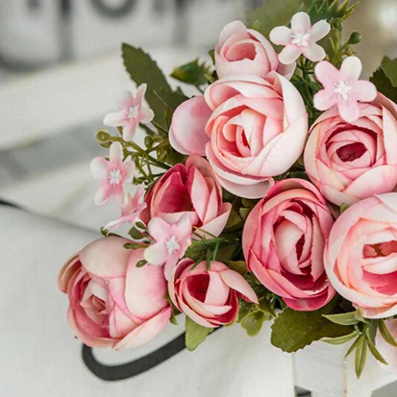 

10 Heads Artificial Rose Flowers Bunch Spring Decoration Simulation Flower Plastic Fake Plant Wedding Party Home Garden Ornament, A5