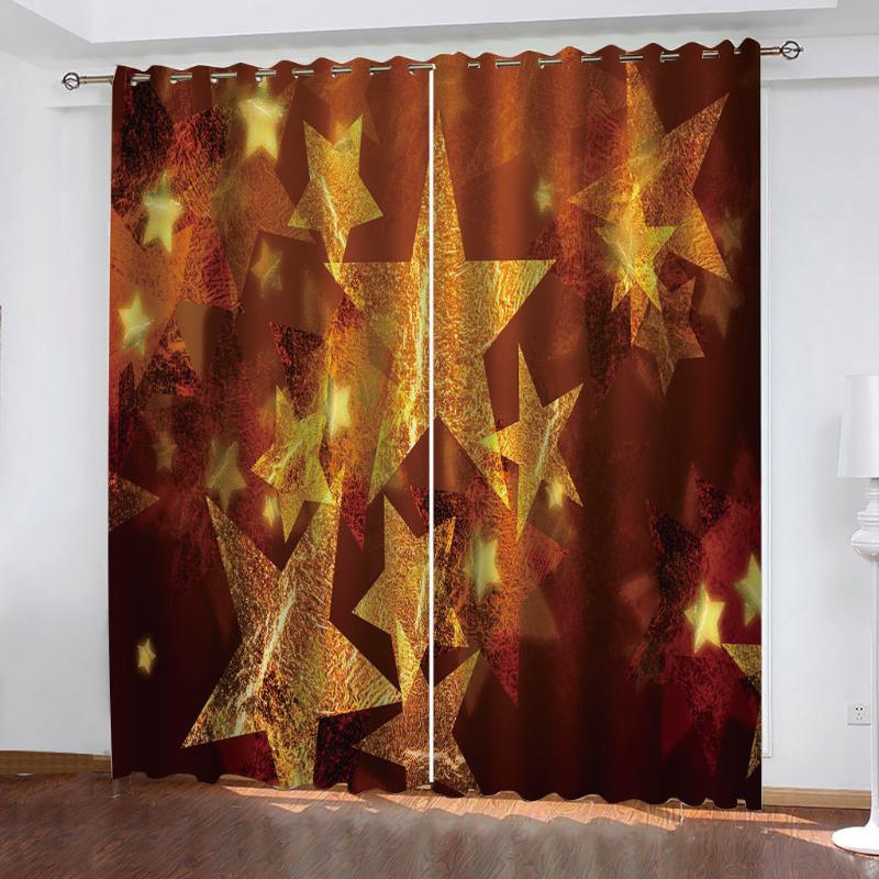 

Customized size Luxury Blackout 3D Window Curtains For Living Room gold stars curtains Decoration, As pic