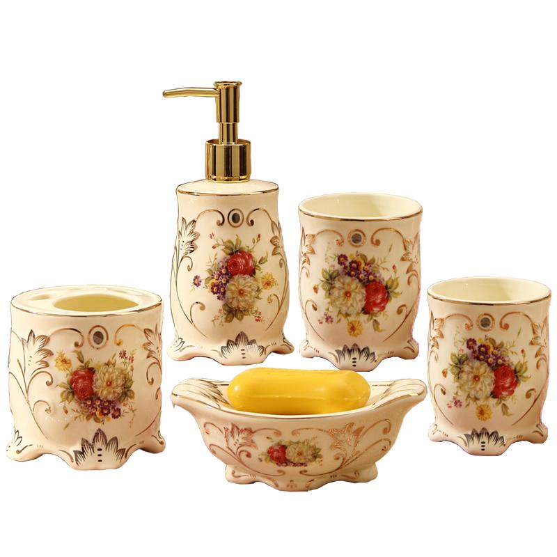 

5pcs Fashion ceramic bathroom set bathroom supplies dental cup brush Soap dish Toothbrush holder Wedding decoration