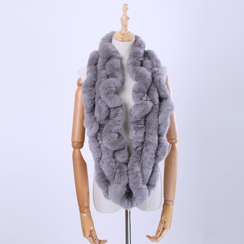 

2020 Fashion Women's Winter Genuine Real Rex Fur Loop Infinity Scarf Ring Scarves Cowl Scarf Wraps Mufflers Snood Stole