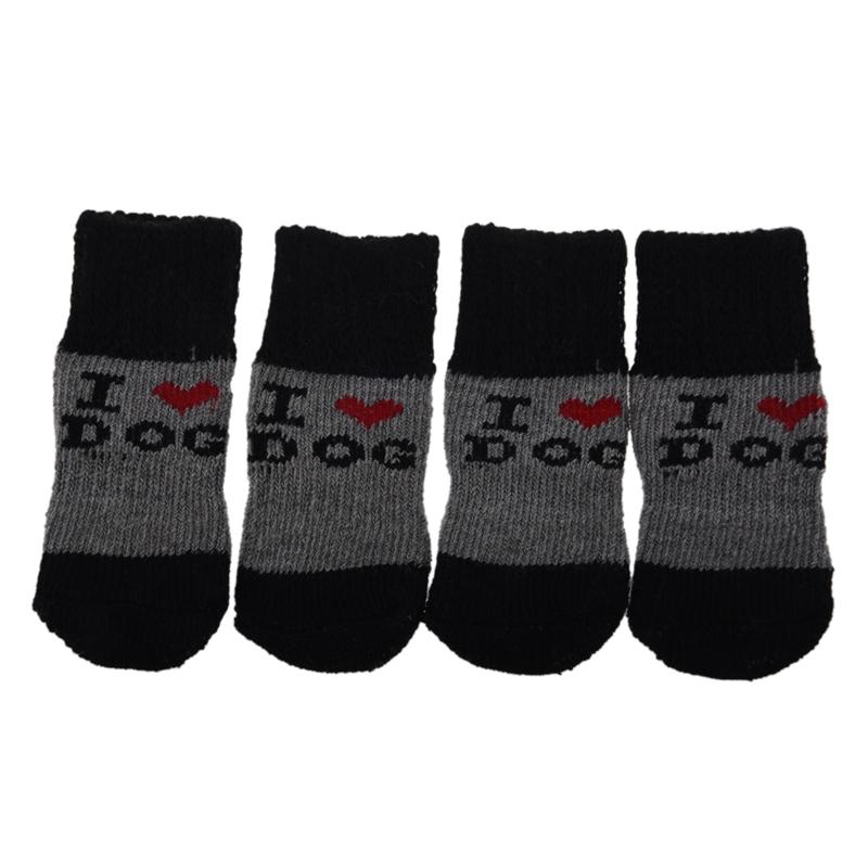 

Winter Ribbed Hem Acrylic Shoes Wear Socks for Pet Dog, Black