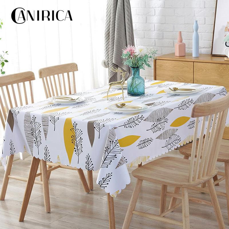 

CANIRICA Table Cloth PVC Waterproof Dining Table Cover Party Tablecloth For Kitchen Decoration Nappe De Rectangulaire Home, As picture