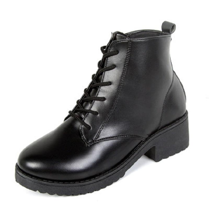 

2021 Winter New Women's Short Boots Fashionable Wild Comfortable Breathable Lace Up Side Zip Round Toe Heel Women Boots, Black