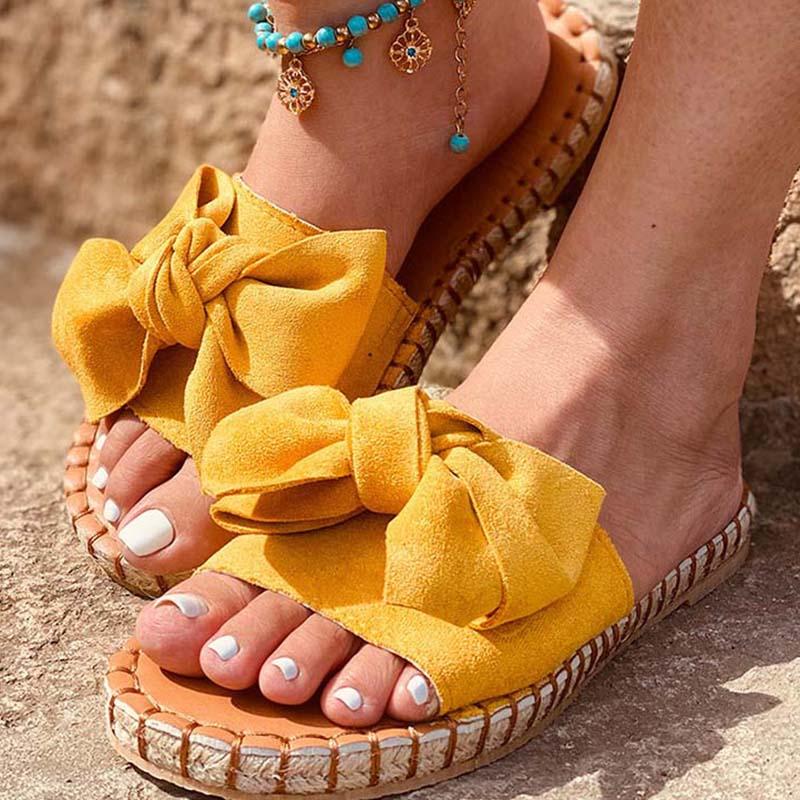 

Women Sandals 2021 Bohemian Casual Woman Shoes Lightweight Sandals Women Slippers Summer Bowknot Casual Beach Shoes, Beige
