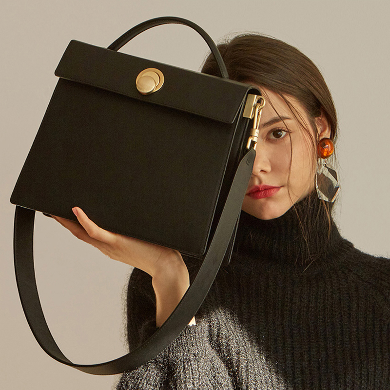 

Square way female shoulder bags crossbody messenger luxury leather bag pu lady grand aleta purse 2020, Black