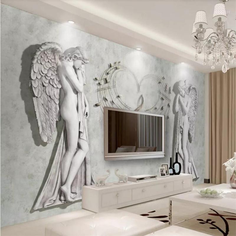 

mural papel de parede Custom wallpaper European Angel TV background wall 3d photo murals living room bedroom wallpaper mural1, As pic