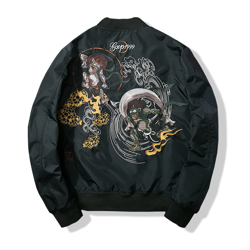 

2021 New Baseball Harajuku Streetwear Autumn Male Winter Jacket RYBX, Black thin.