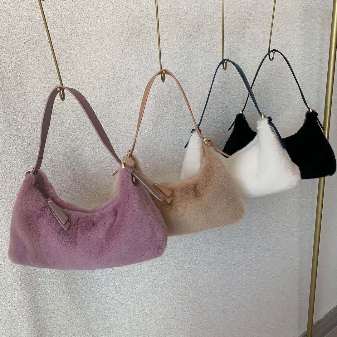 

2020 new fur from fake mink skin popular shoulder underarm daily messenger bag 5ARL, Purple light