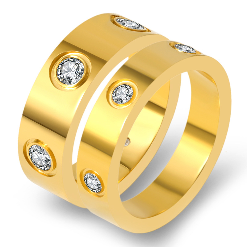

Titanium steel Classic Jewelry Wholesale full diamondring Letter Love Wedding Ring Black and White Color Select Men and Women Couple H Ring