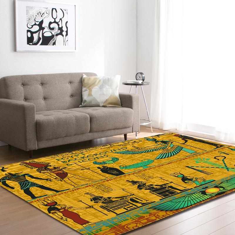 

New Egyptian Culture Big Carpets For Living Room Retro Nordic Ethnic Style Floor Mat Non-slip Washable Rug Bedroom Beside Carpet, Dl0078