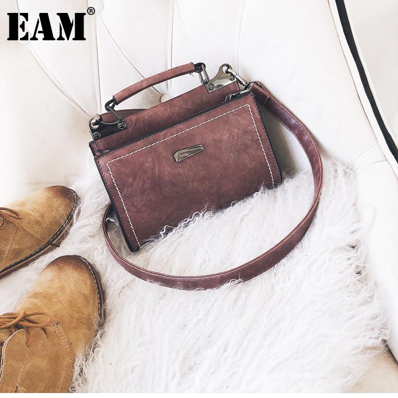 

[EAM] Women New Brown Vintage Elegant PU Leather Flap Personality All-match Crossbody Shoulder Bag Fashion Tide 2021 18A1151, Black