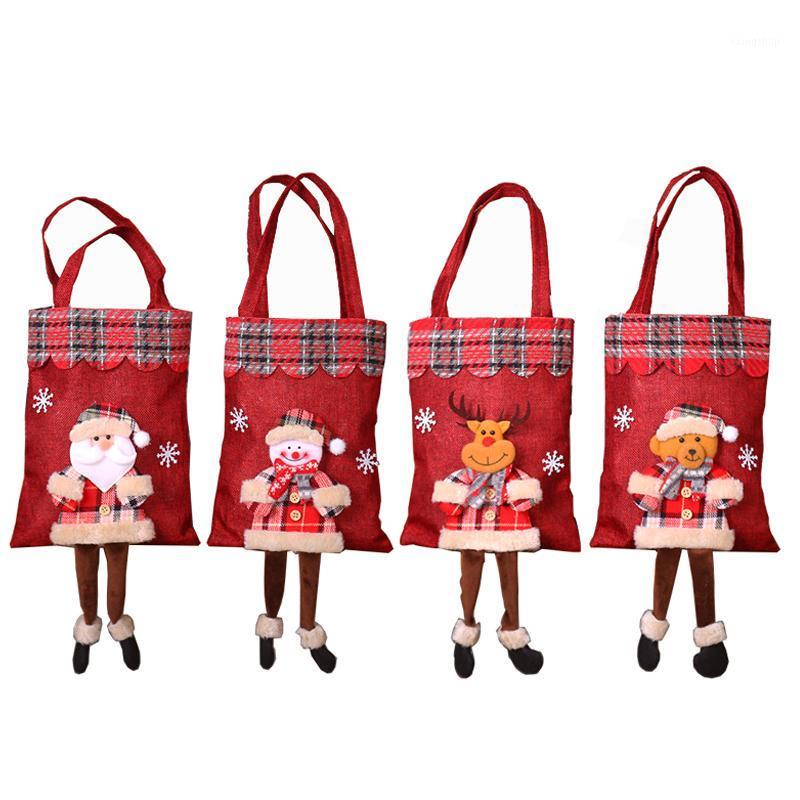 

Christmas Home Decoration Gift Bag Candy Bag Santa Plaid Tote Christmas Scene Arrangement Gift1