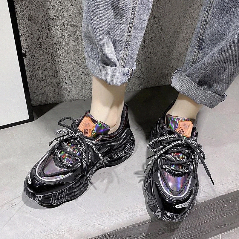

Graffiti Sneakers Women Shoes Glitter Platform Sneakers Shiny Vulcanized Shoes Women Chunky Trainers Zapatos De Mujer 2020 #Av2i