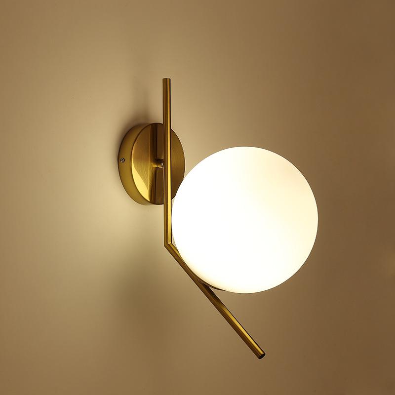 

Nordic post modern glass ball wall lamp living room bedroom bedside balcony corridor corridor iron