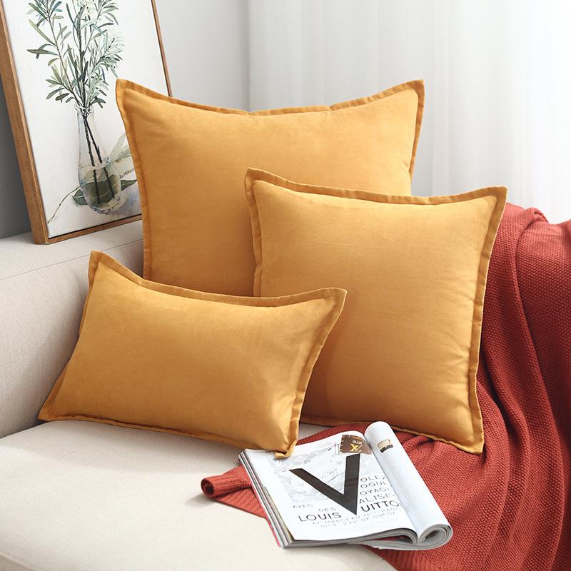 

Yellow Solid Soft Velvet Cushion Cover Decorative Pillow Cover with Folding Sofa Cushions 45x45cm Decor Living Room 60x60 30x50, 46
