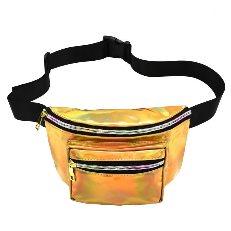 

Women Holographic Fanny Pack Shiny Waist Bag Hip Purse Travel Bag1, Silver