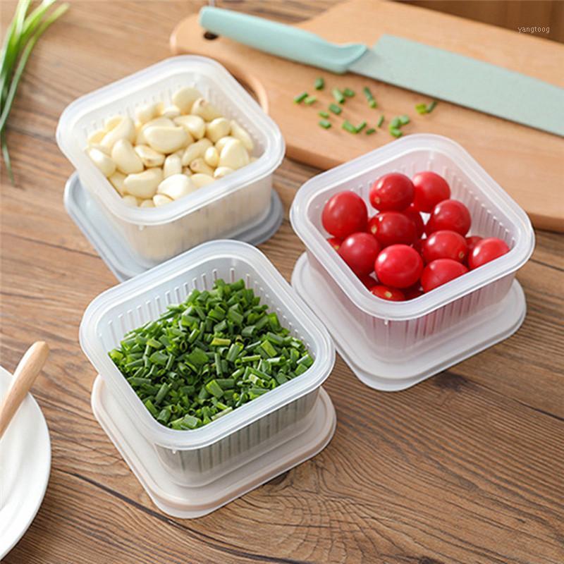 

Creative Drain Sealed Box for Ginger Garlic Onion Refrigerator Crisper Debris Fridge Storage Box Tray storage container1