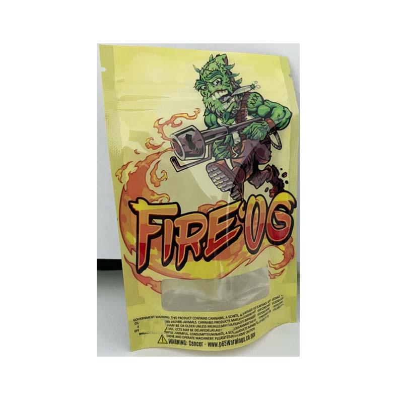 

3.5g Runtz packaging Fire og clear mylar bag resealable zip lock stand up aluminum foil bag