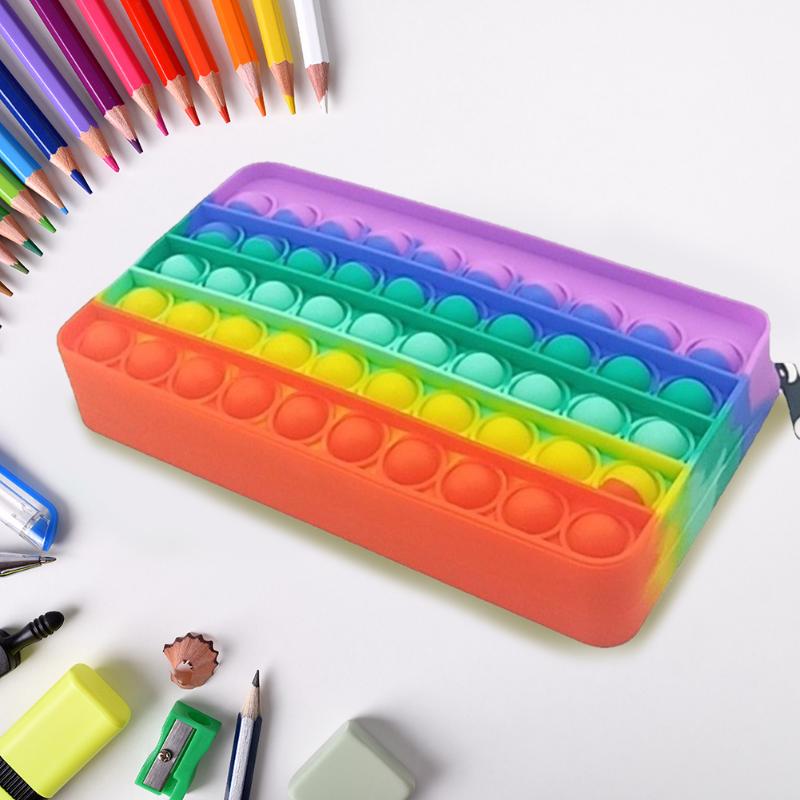 Jewelry Pouches, Bags Creative Antistress Pencil Case Colored Silicone Push Bubble Fidget Toys Bag Anti-Stress Toy Kids Tie Dye Game#20-image-751446750