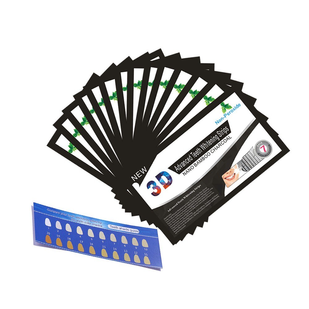 

14 Bags/Box Dental White Teeth Whitener Whitestrips 3D Advanced Teeth Whitening Strips Activated Charcoal Oral Hygiene