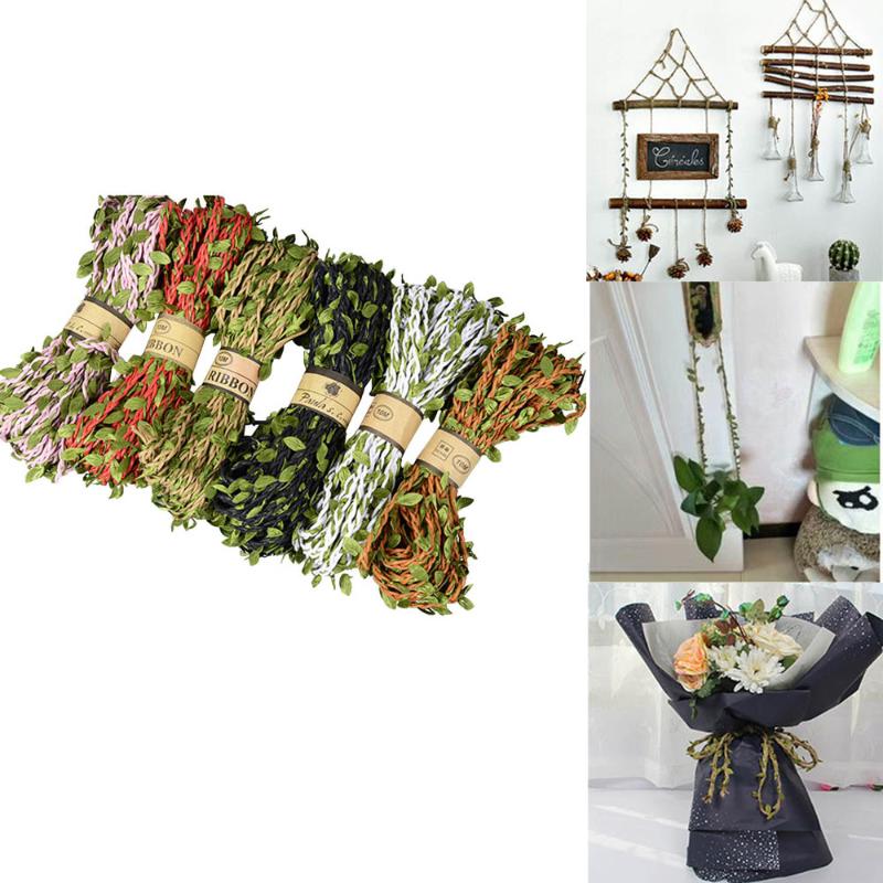

10M Artificial Vine Fake Foliage Leaf DIY Wedding Home Garden Decorative Garment Accessories Durable Handmade Decoration, Brown