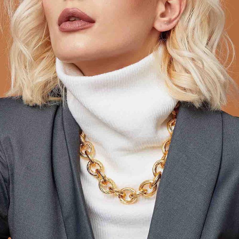 

Punk style metal chain clavicle chain street shot versatile exaggerated luxury Necklace sweater short