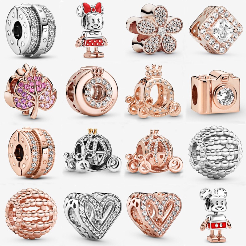 

Fit Pandora Charm Bracelet European Princess Pumpkin Car Crown Leaves Camera Enamel Crystal Silver Charms Beads DIY Snake Chain For Women Bangle Necklace Jewelry