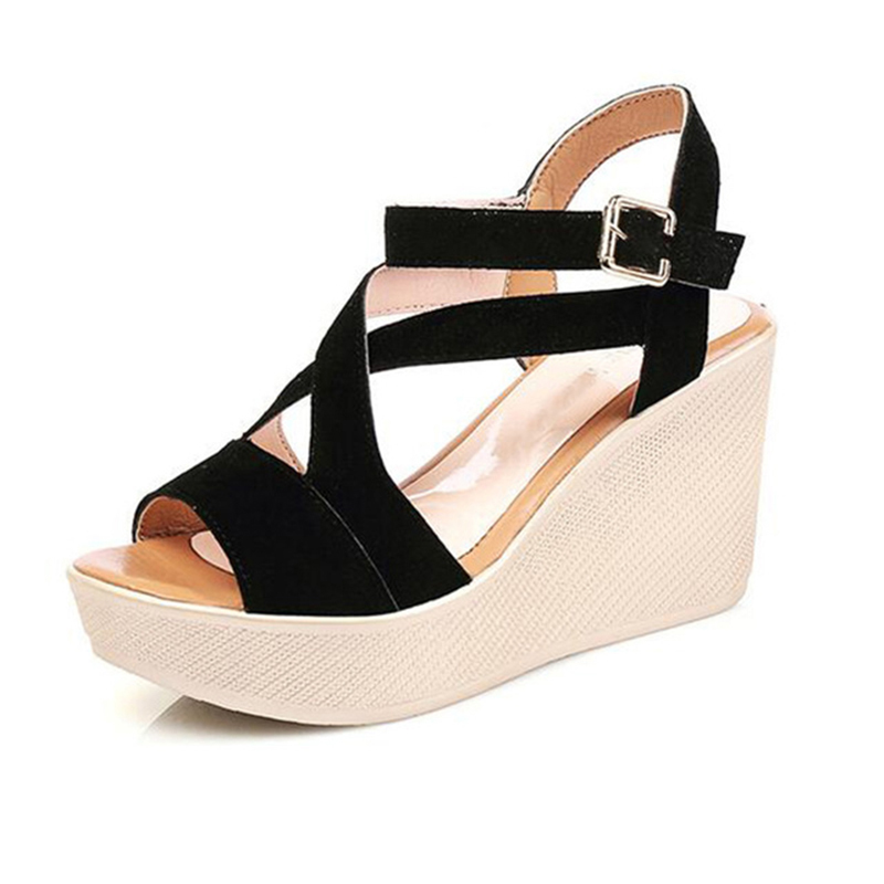 

2021 The New Sandals See Suede Wedge High Sponge Heel Deep Thick Proof Dthick Women's Shoes Cif8, Beige