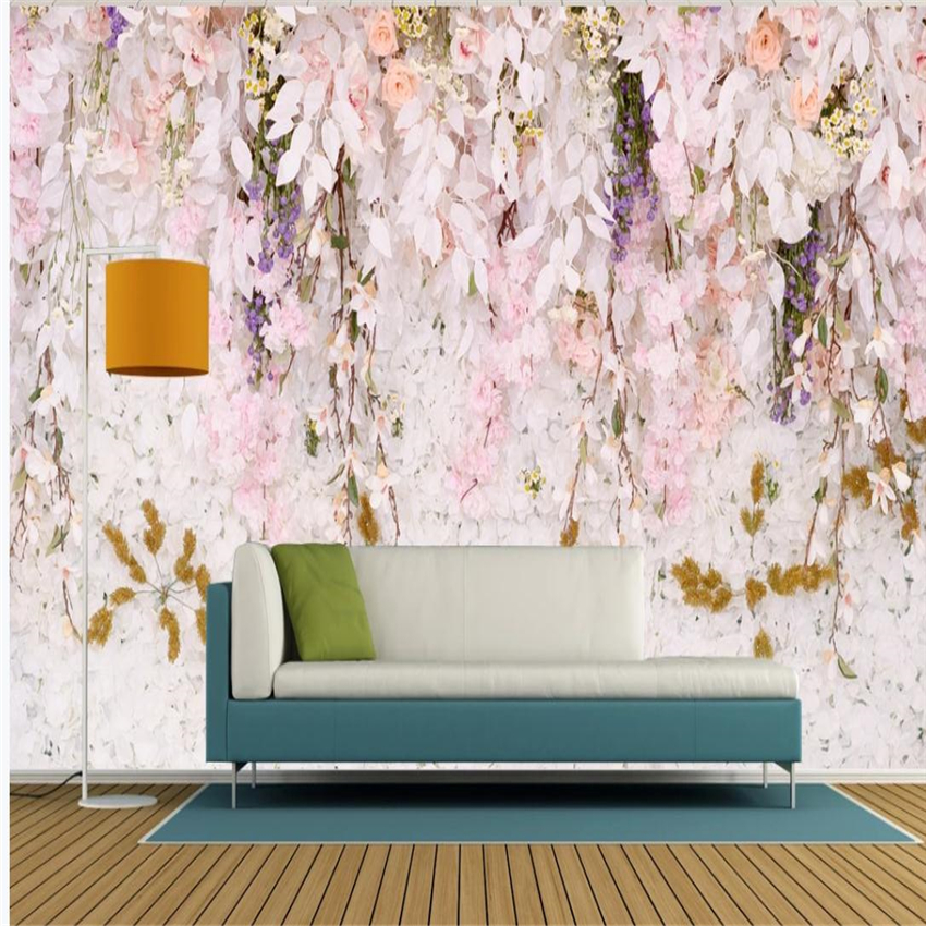 

custom photo wallpaper Pink romantic flower flower wallpapers plant background wall decoration painting