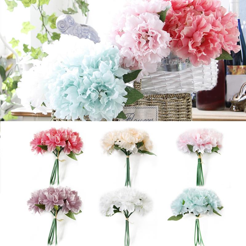 

Artificial Peony Bouquet Silk Rose Camellia Fake Flower Bridal Bouquets Wedding Birthday Party Decor Valentine's Day Gift, Blue