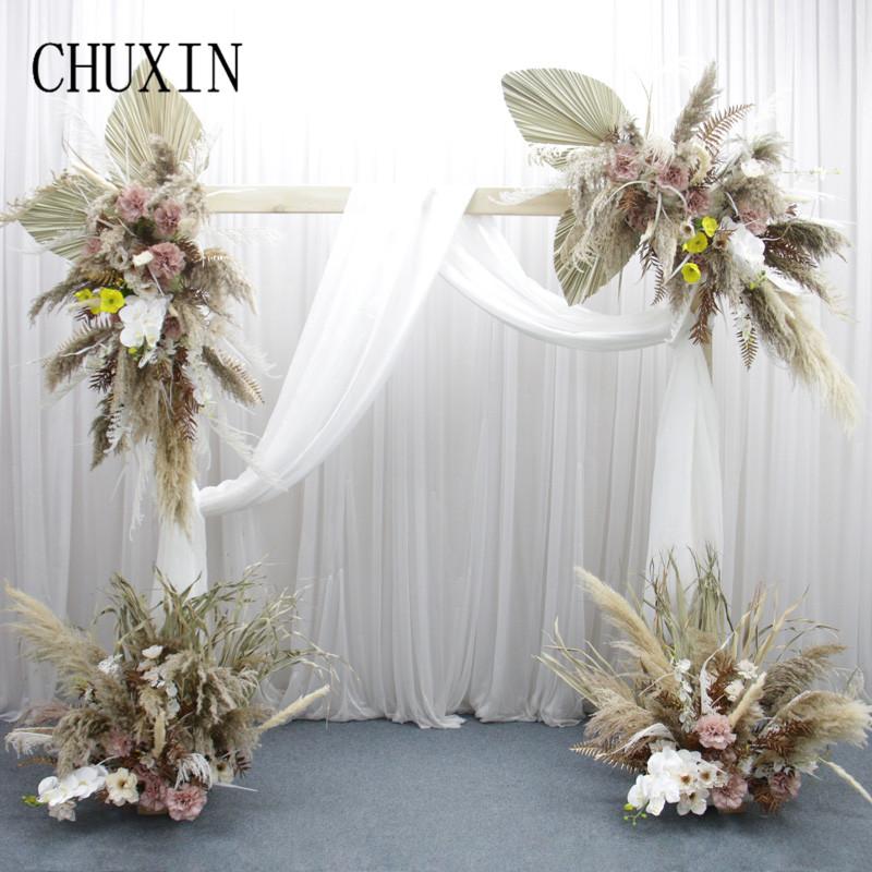 

Decorative Flowers & Wreaths Natural Pampas Grass Fan Leaf Wedding Arch Floral Arrangement Stage El Commercial Layout Backdrop Wall Decor Ha