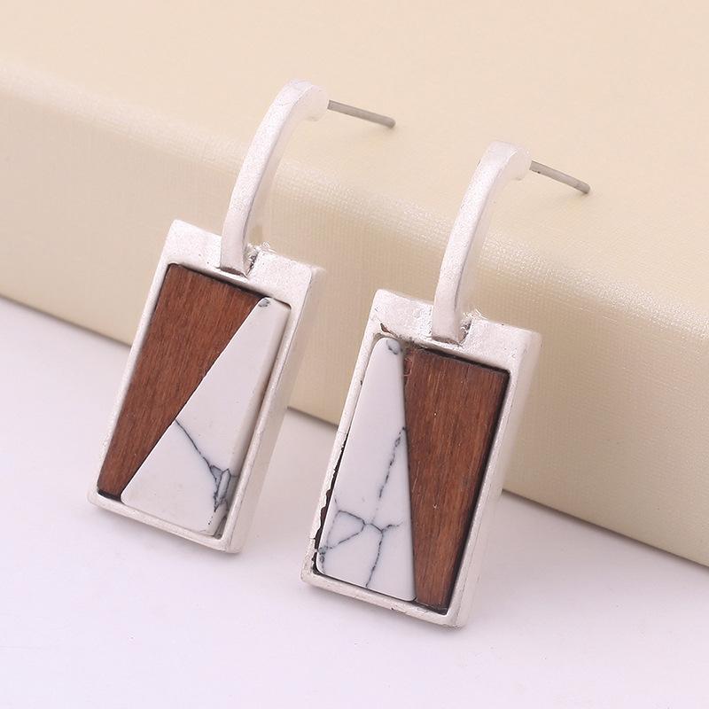 

Minar Minimalist Natural Square Geometrical Wood Dangle Earrings for Women Vintage Wedding Jewellery Accessories Hot Sale