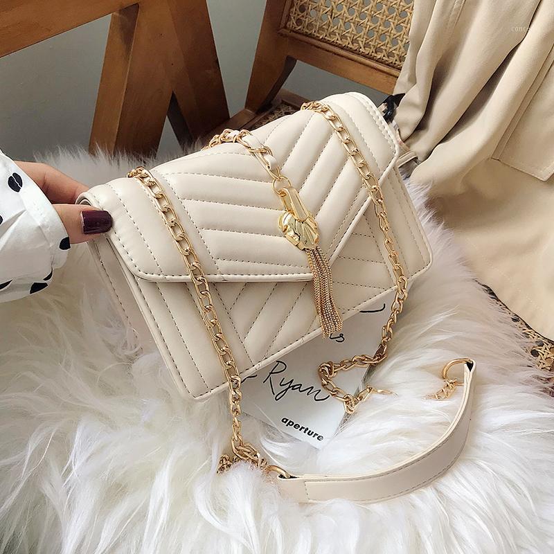 

Elegant Female Flap Square Bag 2019 Fashion New Quality PU Leather Women's Handbag Tassel Chain Shoulder Messenger Bag1, Black