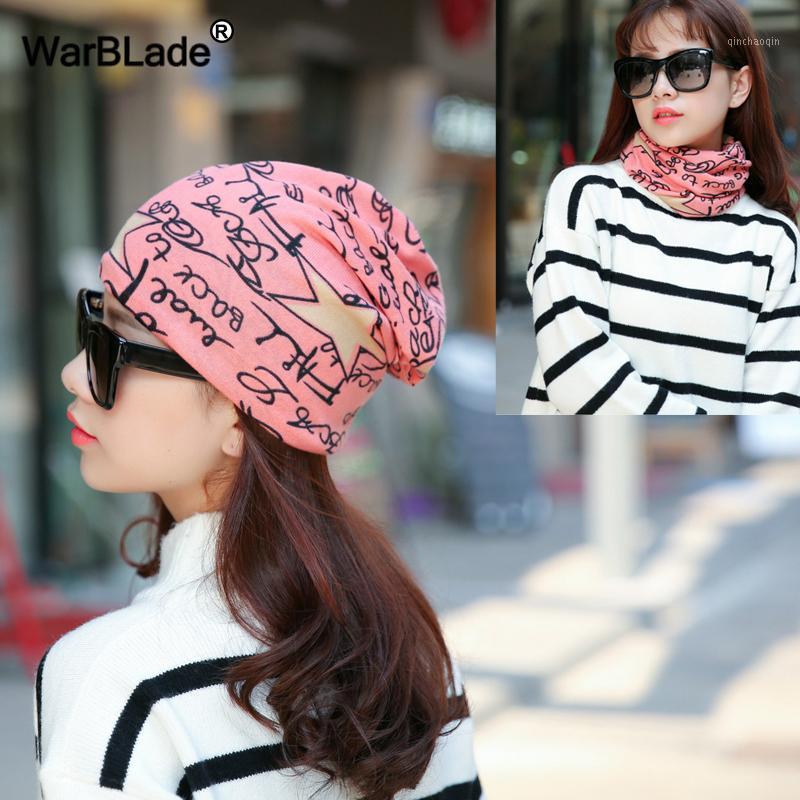 

WarBLade New Women Hat Adult Spring Autumn Two Used Scarf Hats Casual Leaves Fashion Women's Cap Female Beanies Skullies Bonnet1