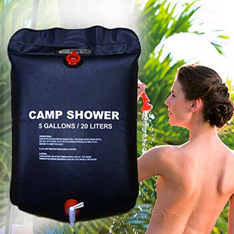 

20L Portable Solar Heated Water Bag Energy Heated Bathing Outdoor Camping Shower Bag Picnic Water BBQ Hiking Storage, Beige