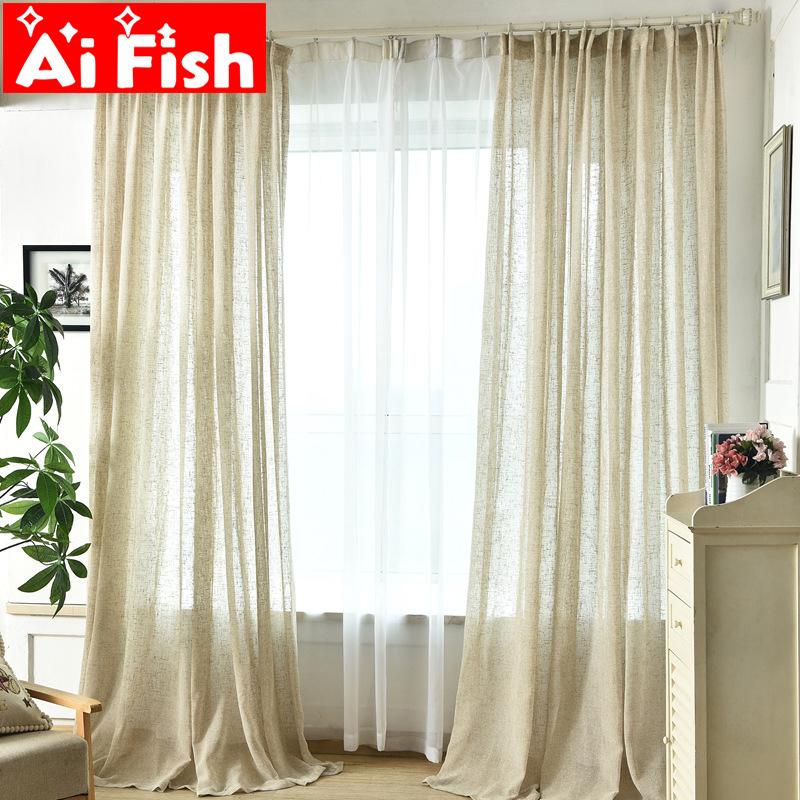 

Cotton Linen Window Yarn Drapes White Solid Simple All- Bedroom Curtains Fabrics Beige Sheer Customization M049#30, Tulle