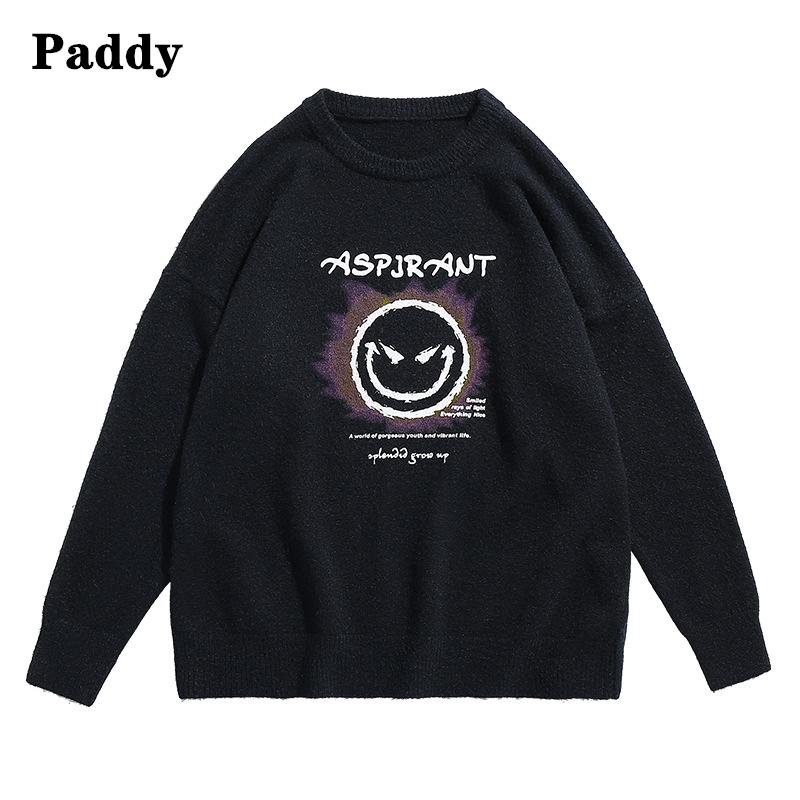 

Fashion personality Harajuku sweater autumn and winter men's sweater loose and comfortable Harajuku quality men, Gray