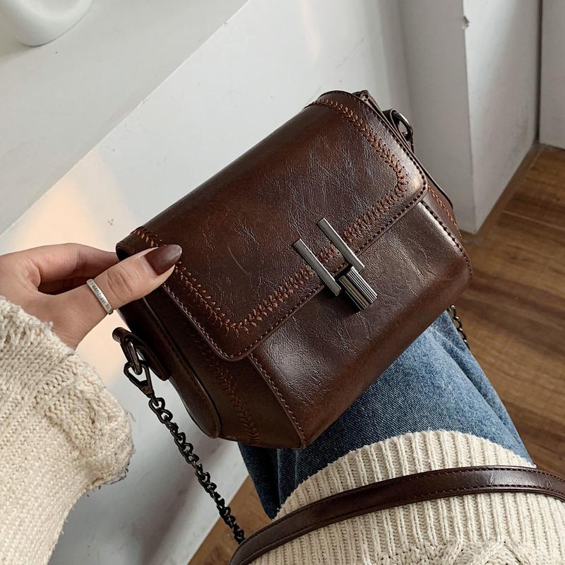 

Retro Chain Women Handbags 2021 High Quality Crossbody Bags Travel Shoulder Bag Small Square Bag, Black