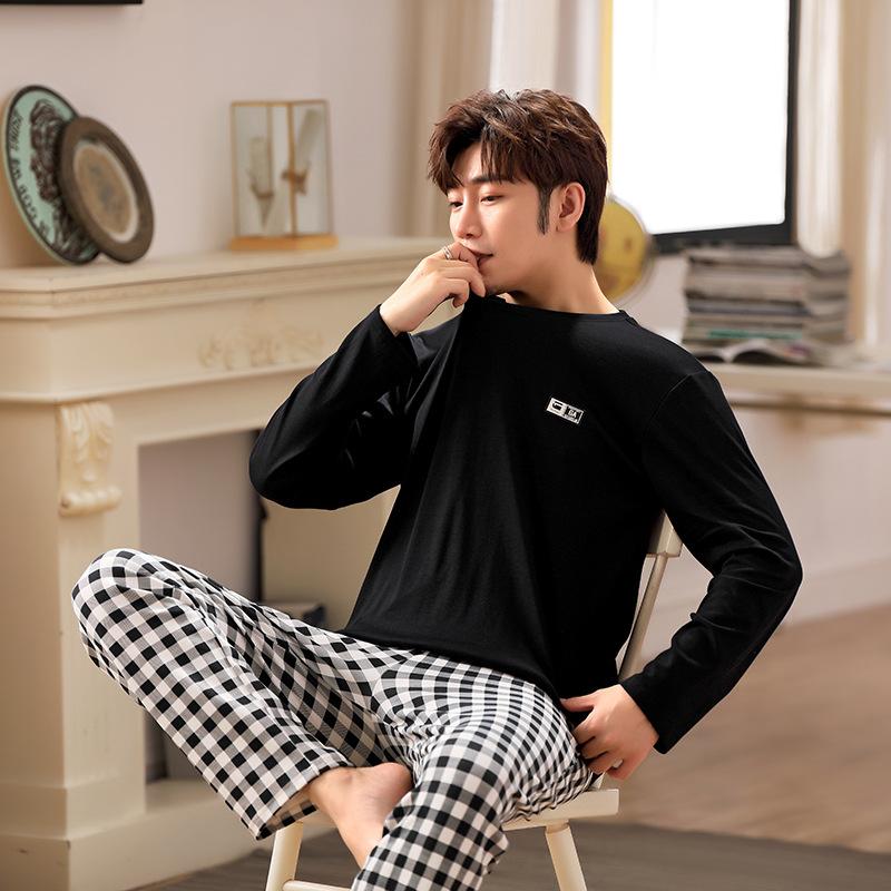 

Autumn Winter Warm Men Pajamas Set Cotton Oversize -4XL Pyjamas Simple Stripe Casual Sleepwear Simple Casual Soft Male Pijamas, 012