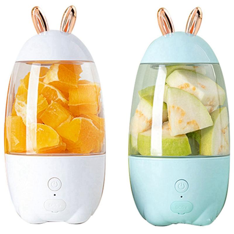 

2x Vitamin Electric Fruit Juice Cup USB Rechargeable Smoothie Maker Blender Machine Sports Bottle Blue & White