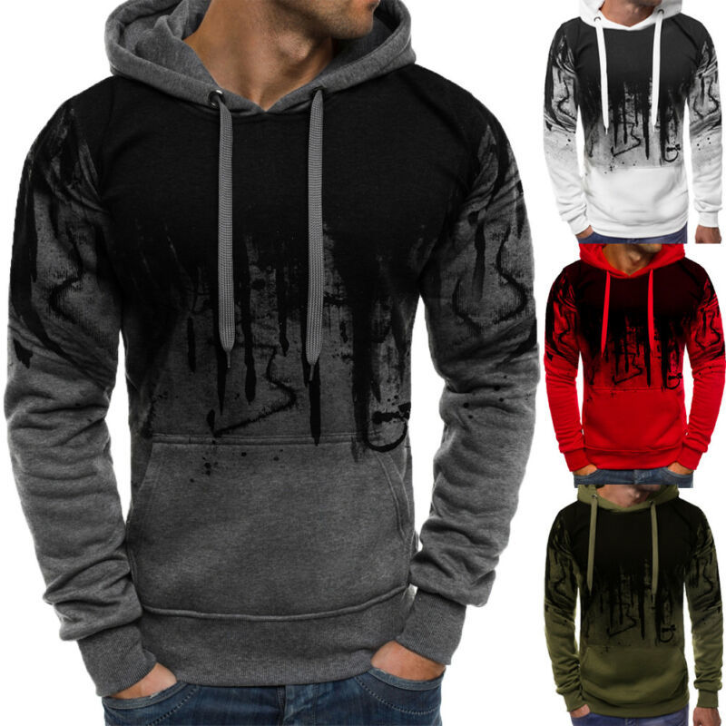 

Mens Long Sleeve Warm Hoodie Pullover Autumn Winter Casual Sweatshirt Jumper Jacket Coat Top Clothes, White