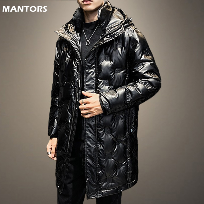 

Men's jacket, down windbreaker, long black thick coat, autumn and winter warm casual jacket, Jzl09black