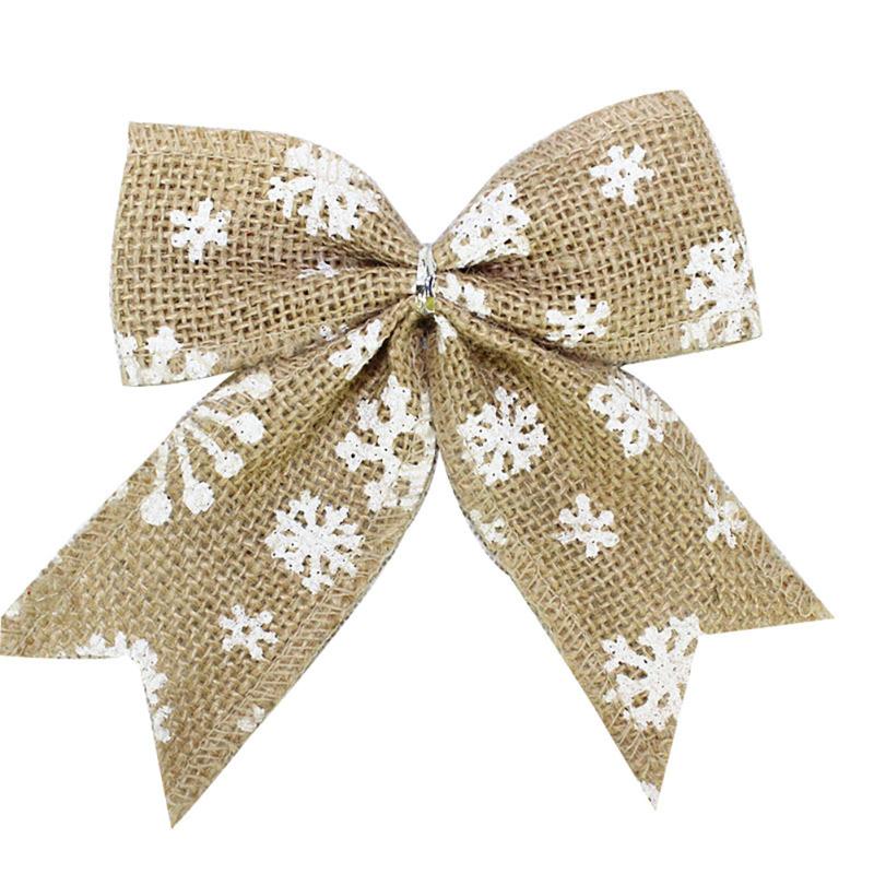 

1Pc Simple Rustic Burlap Snowflake Bow Knot Bow Tie For Christmas Tree Decoration(Natural Color) Primary Color