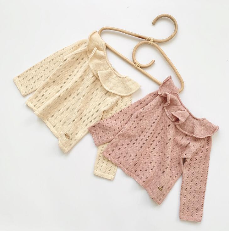 

2020 new girls boys knitted ruffles sweater autumn fashion kids pullover sweaters 0-4 years YC3131, Beige