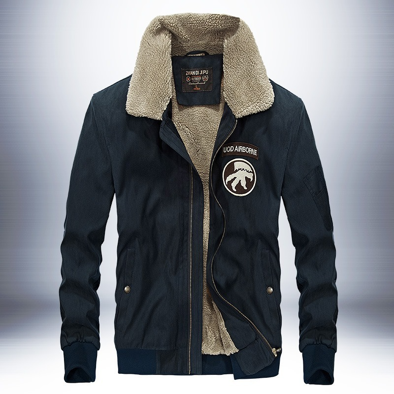 

Winter Coat Casual Jacket Large Size Plus Velvet Thick Warm Fur Collar Men Winter Jacket, Black;brown